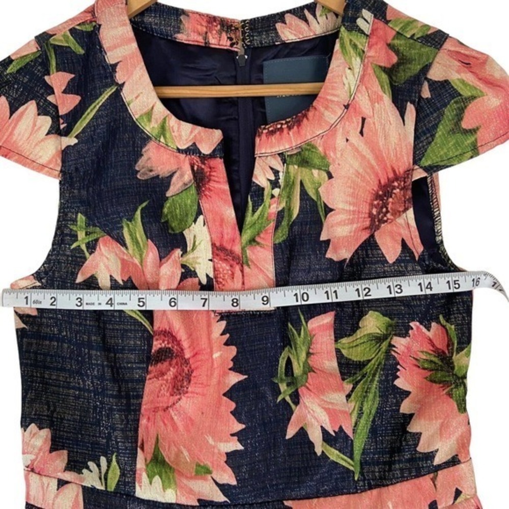 Modcloth Personal Boldness Metallic Floral‎ Fit And Flare Dress Size 6 - Picture 4 of 11
